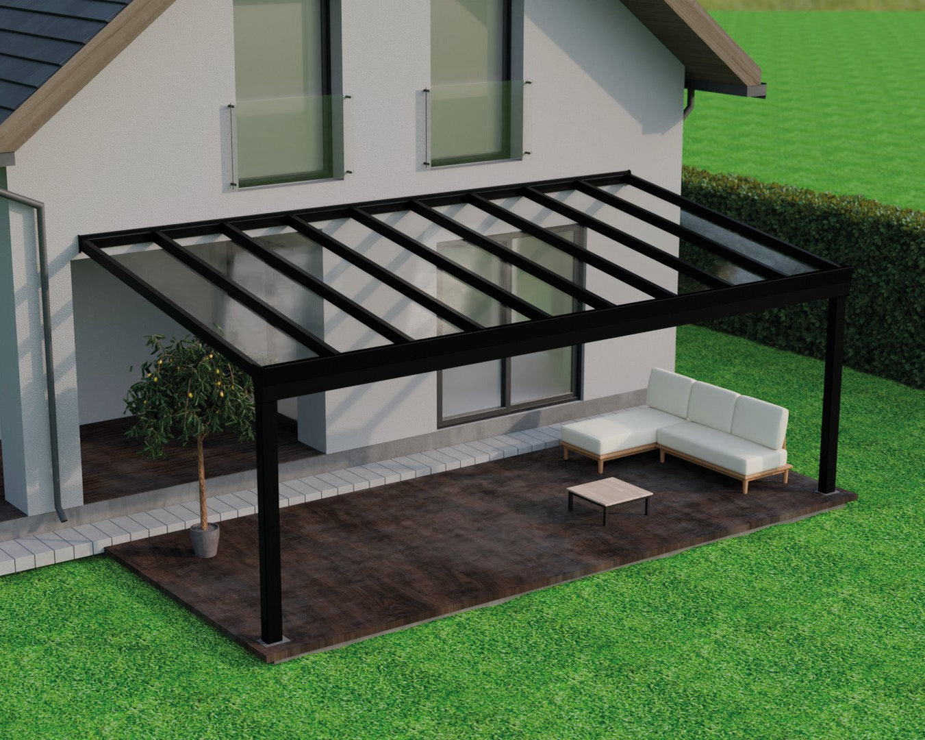 Alu-Terrassenüberdachung Giallo Plus [Glas]