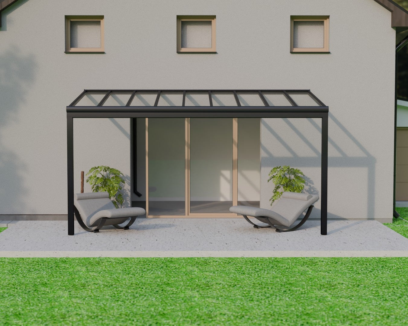 Alu-Terrassenüberdachung Pigato Plus [Glas]
