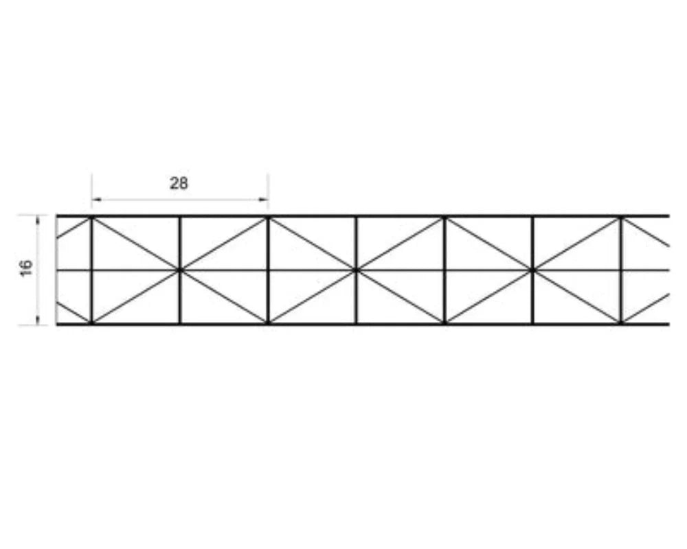 Stegplattenbedachungsset Komplett, Fachwerk X-Platte 16/28mm, 3-fach, Alu-Komplettsystem